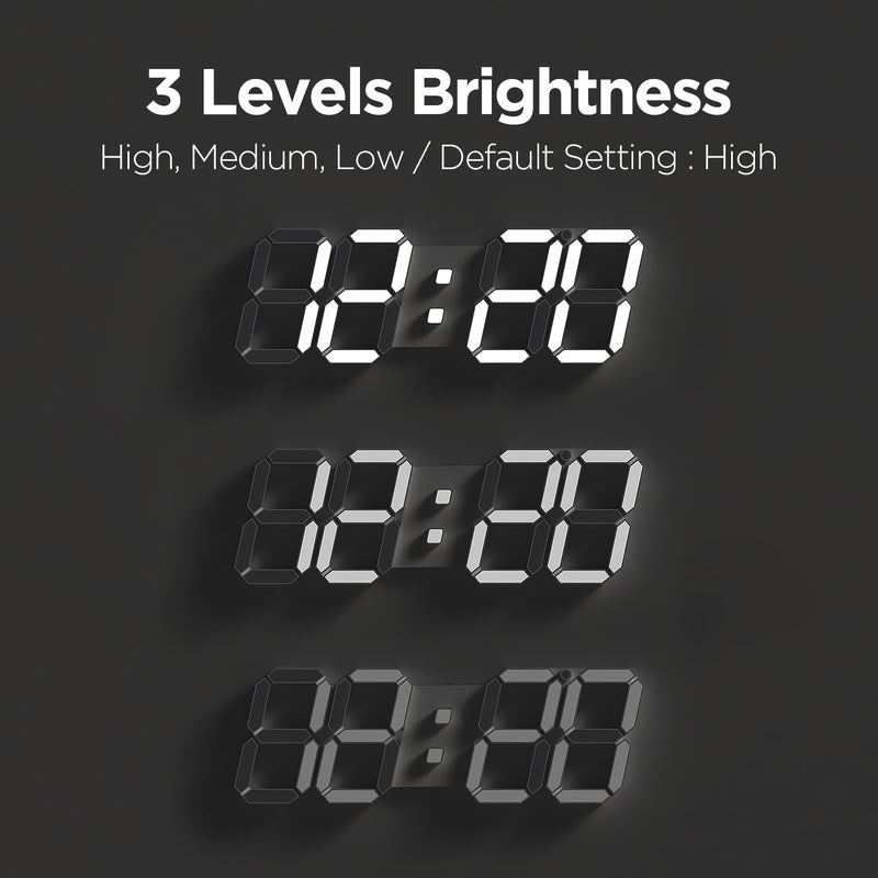 mooas 3D LED Clock, Multi-Function LED Clock (Calendar, Alarm, Temperature) (15.3" Big Plus White Wall Clock with Remote Control) - Image 5